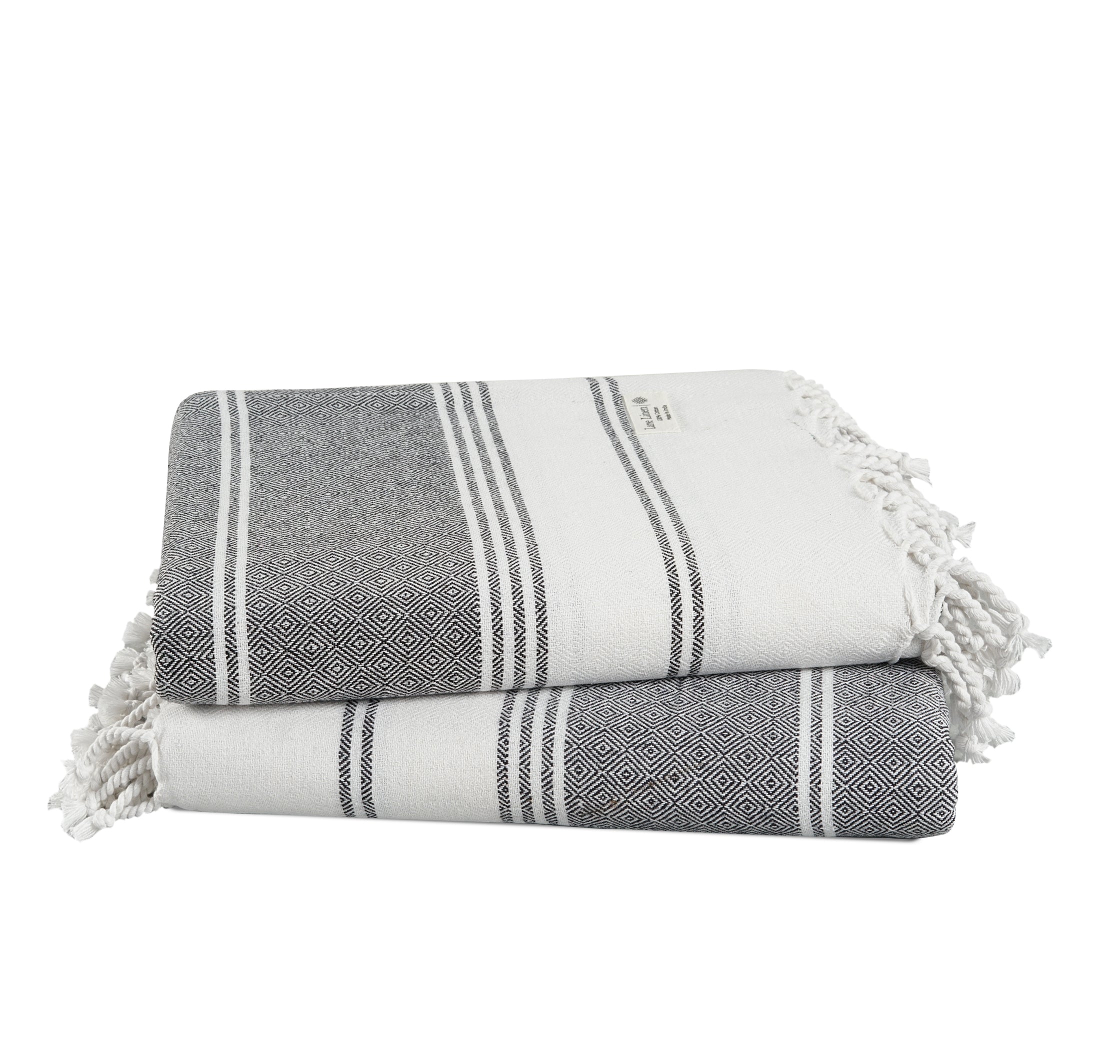 Set of 2 Diamond Turkish Beach Towels - Ebony